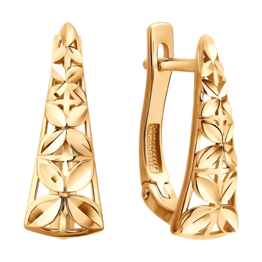 Серьги из комбинированного золота с "танцующими" бриллиантами