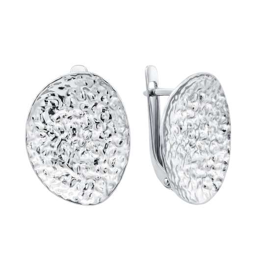 Серьги из серебра с рубиновыми корундами, фианитами и эмалью