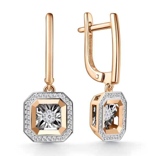 Серьги из золота с бриллиантами и изумрудами