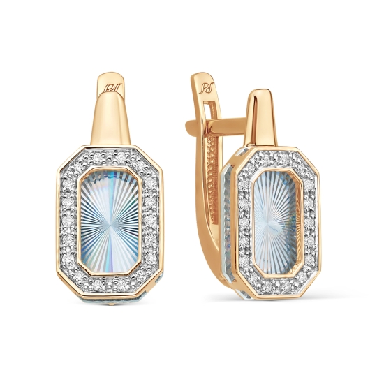 Серьги из золота с алмазной гранью и бриллиантами