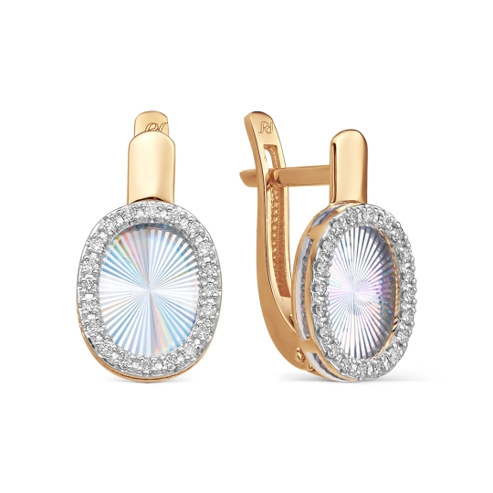 Серьги из золота с алмазной гранью и бриллиантами