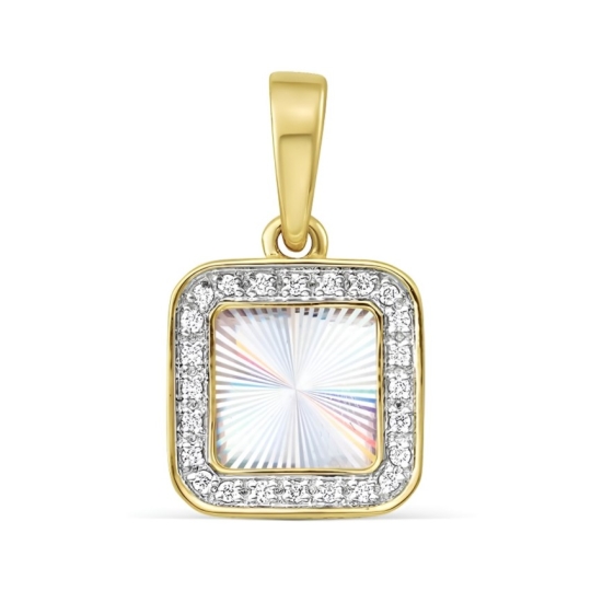 Подвеска из лимонного золота с алмазной гранью и бриллиантами