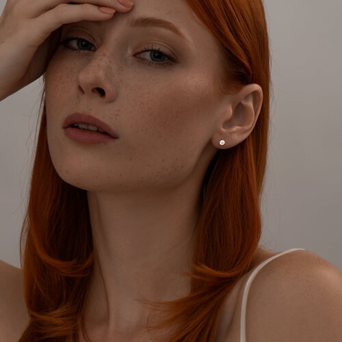 Серьги из серебра с фианитами, покрытие Вермель золото 999 пробы