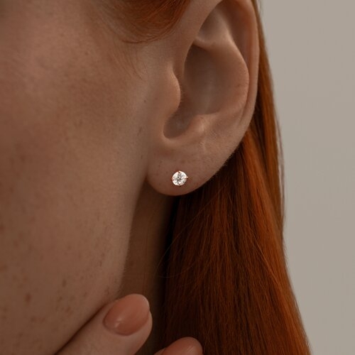 Серьги из серебра с фианитами, покрытие Вермель золото 999 пробы