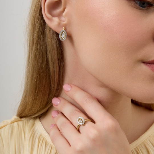 Серьги из золота с фианитами