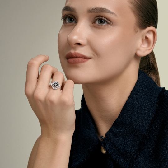 Серьги из серебра с агатами и фианитами