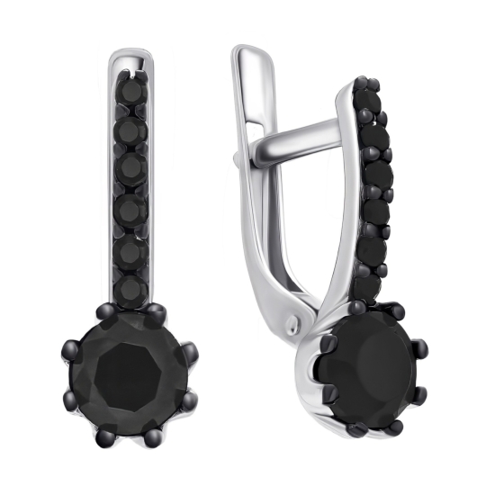 Серьги из серебра с топазами Swiss и фианитами