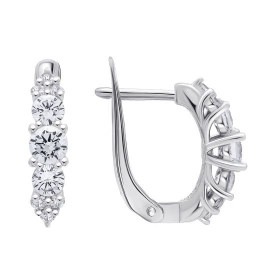 Серьги из серебра с фианитами