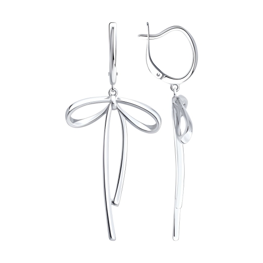 Одиночная серьга из серебра с фианитами