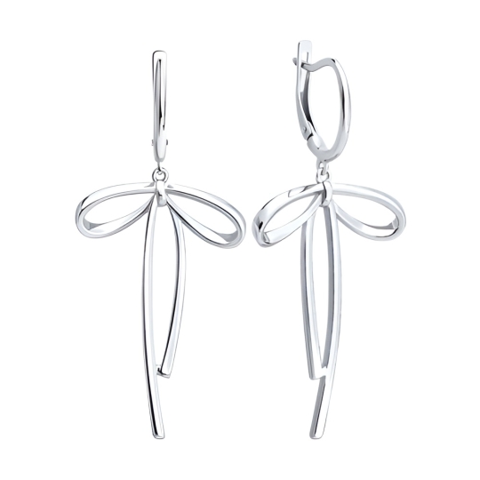 Одиночная серьга из серебра с фианитами