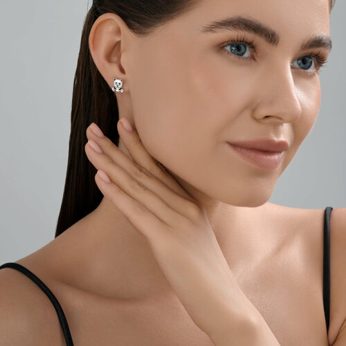 Серьги из серебра с фианитами