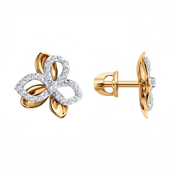 Серьги из золота с фианитами