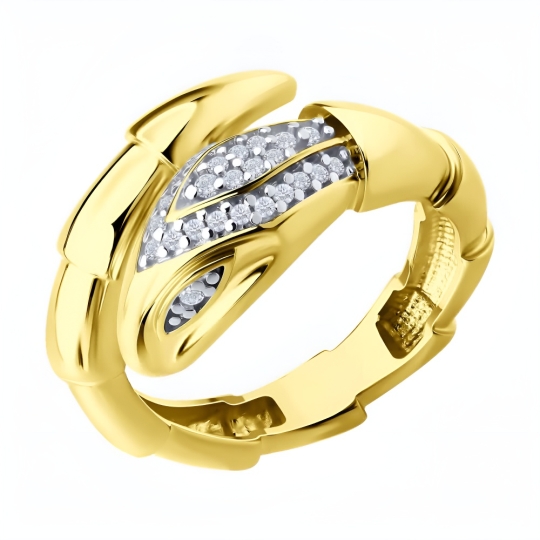 Серьги из серебра с фианитами, покрытие Вермель золото 999 пробы