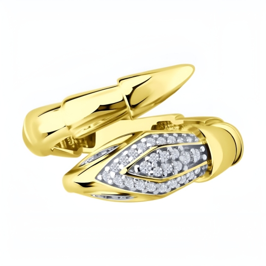 Серьги из серебра с фианитами, покрытие Вермель золото 999 пробы