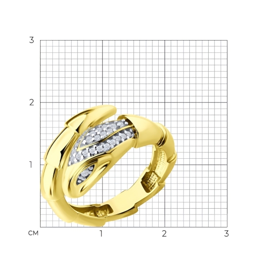 Серьги из серебра с фианитами, покрытие Вермель золото 999 пробы