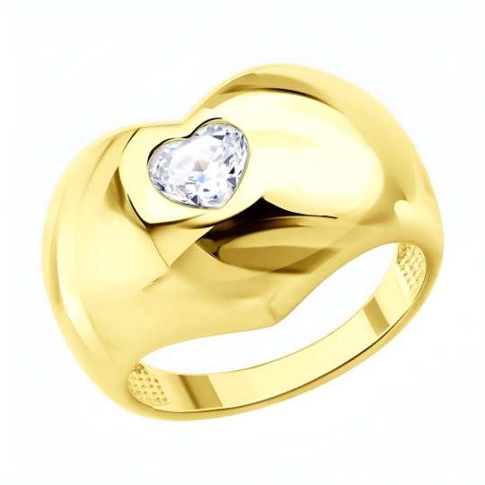 Кольцо из серебра с позолотой и фианитами