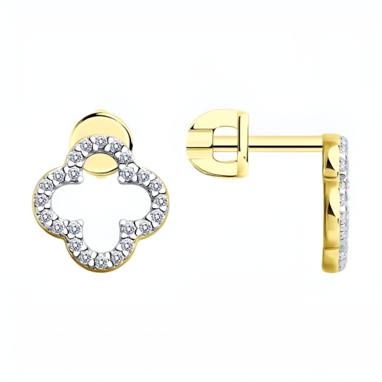 Кольцо из серебра с фианитами,  покрытие Вермель золото 999 пробы