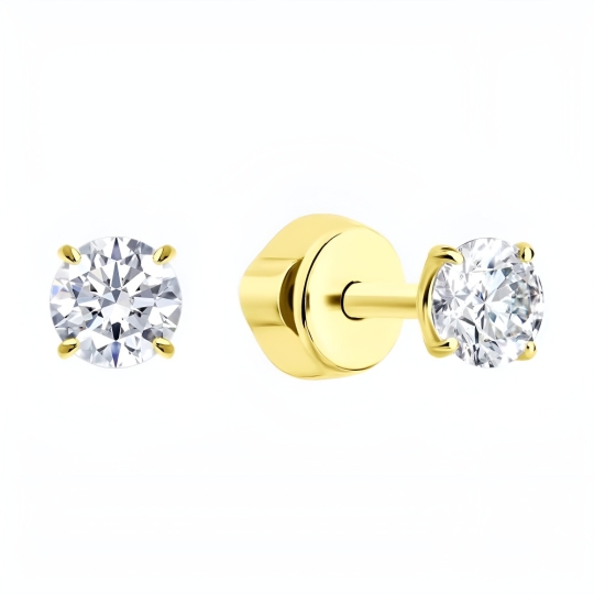 Серьги из серебра с золотыми вставками и бриллиантами