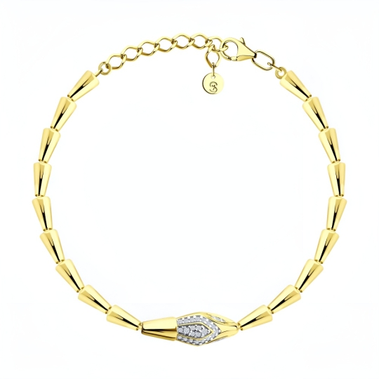 Серьги из серебра с фианитами, покрытие Вермель золото 999 пробы