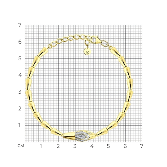 Серьги из серебра с фианитами, покрытие Вермель золото 999 пробы