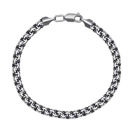 Браслет из серебра с чернением плетения "Бисмарк"