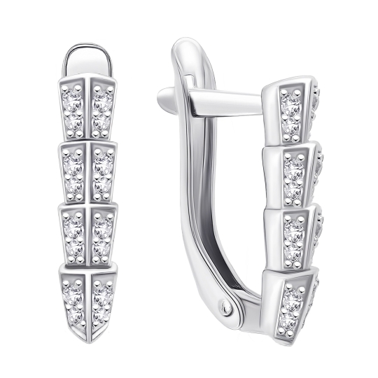 Серьги из серебра с фианитами