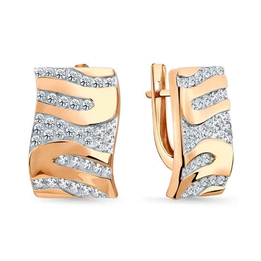 Серьги из золота с алмазной гранью, "танцующими" бриллиантами и бриллиантами