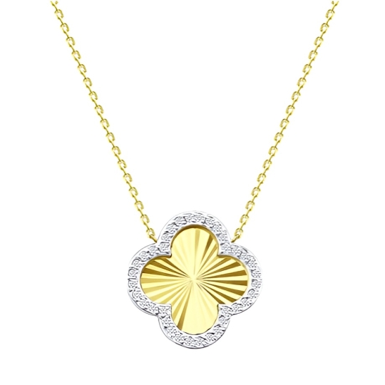 Серьги из лимонного золота с алмазной гранью и фианитами