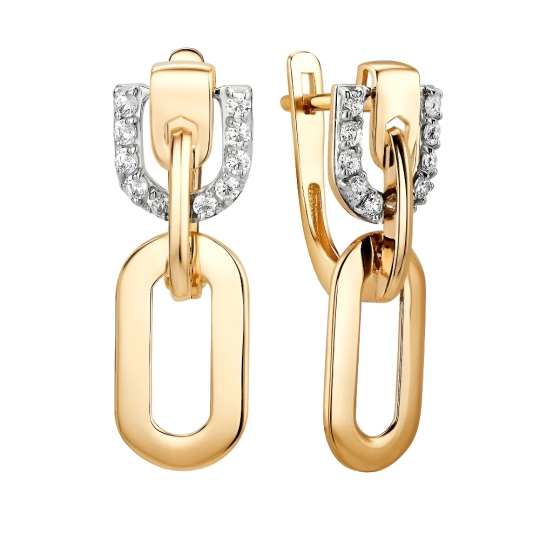 Серьги из золота с агатами и фианитами