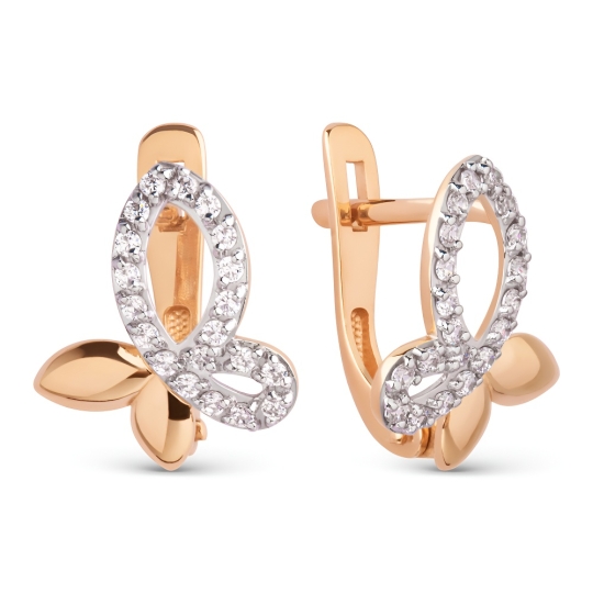 Серьги из золота с фианитами 