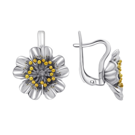 Серьги из серебра с ювелирными кристаллами