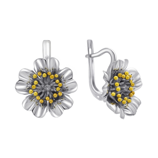 Серьги из серебра с ювелирными кристаллами