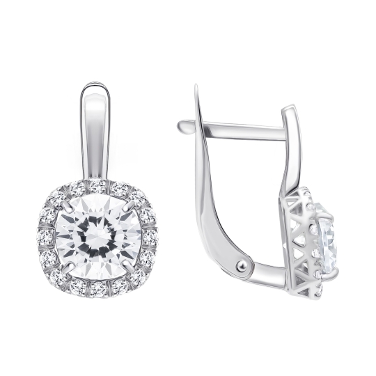 Серьги из серебра с ювелирными кристаллами