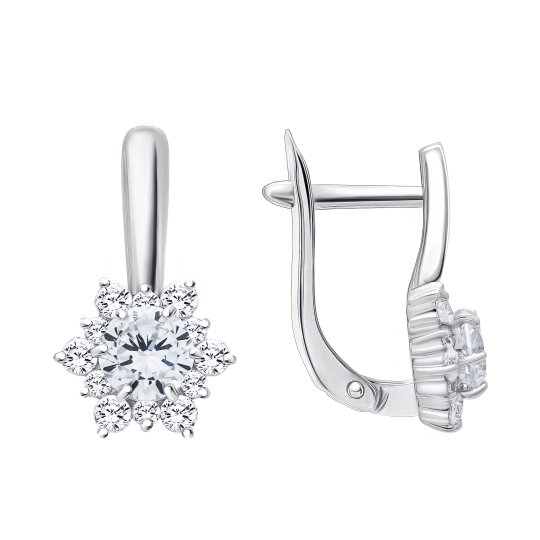 Серьги из серебра с фианитами