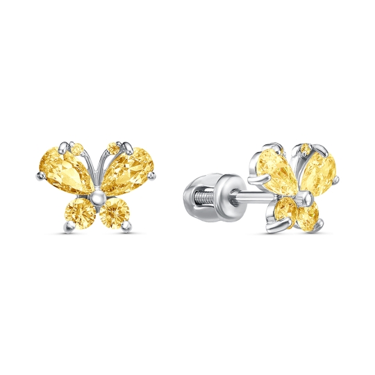 Серьги из серебра с фианитами