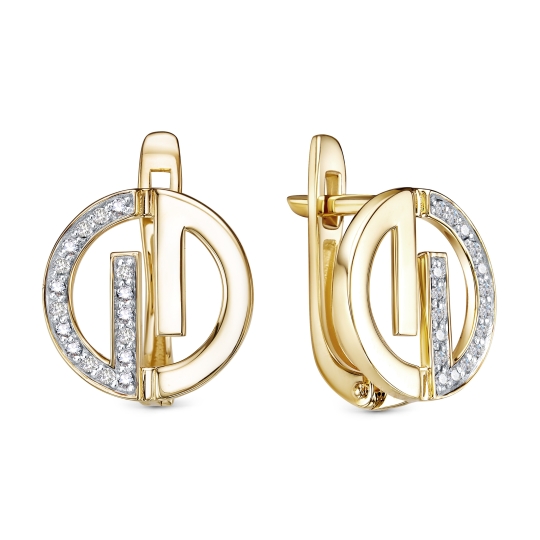 Серьги из золота с бриллиантами и керамическими вставками