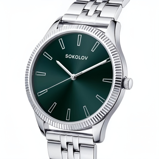 Женские стальные часы с фианитами