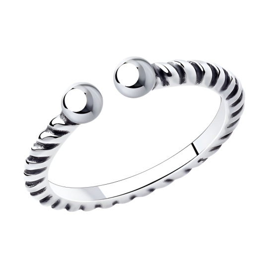 Кольцо из серебра с черными фианитами