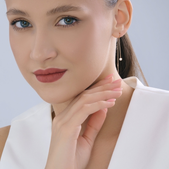 Серьги из золота с гранатами и фианитами