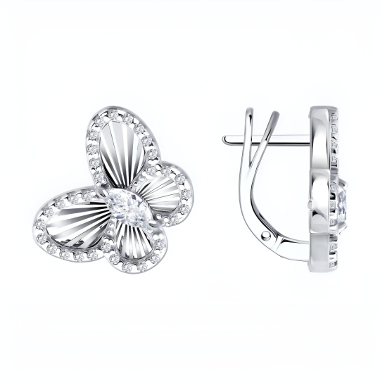 Серьги из серебра с фианитами