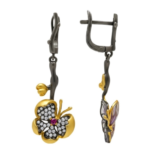 Серьги из серебра с фианитами