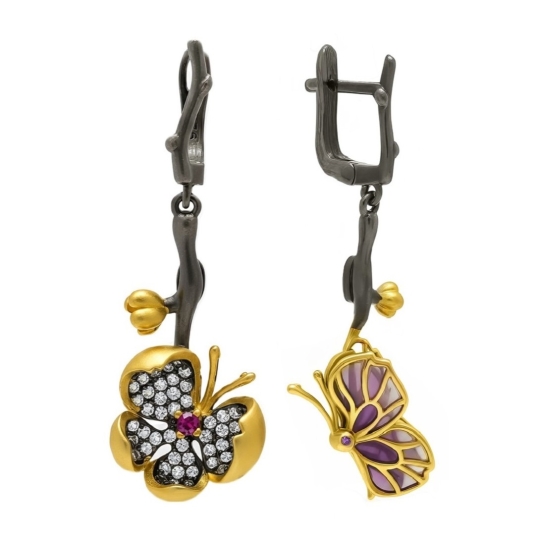 Серьги из серебра с фианитами