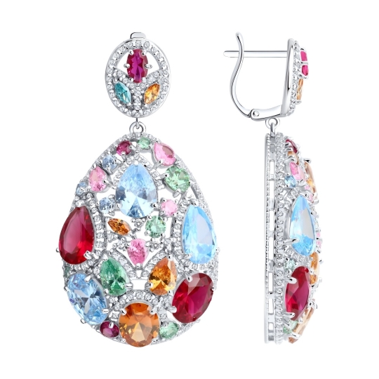 Серьги из серебра с фианитами