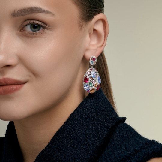 Серьги из серебра с фианитами