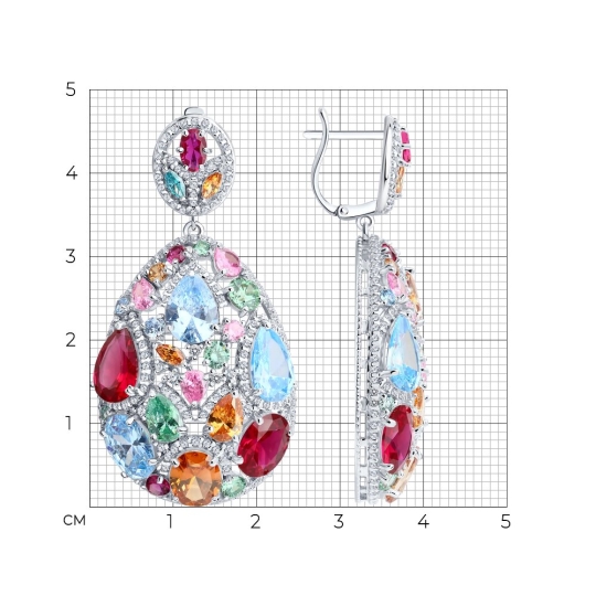 Серьги из серебра с фианитами