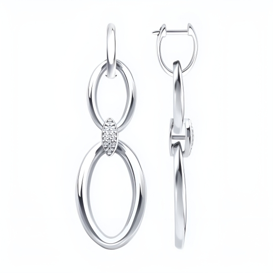 Серьги из серебра с фианитами