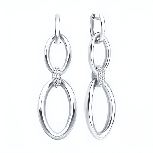 Серьги из серебра с фианитами