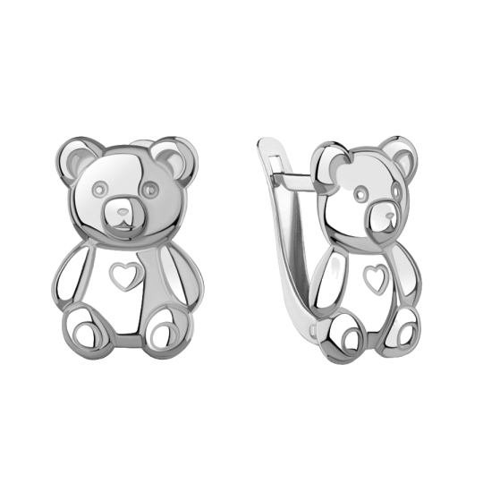 Серьги из серебра с черными фианитами