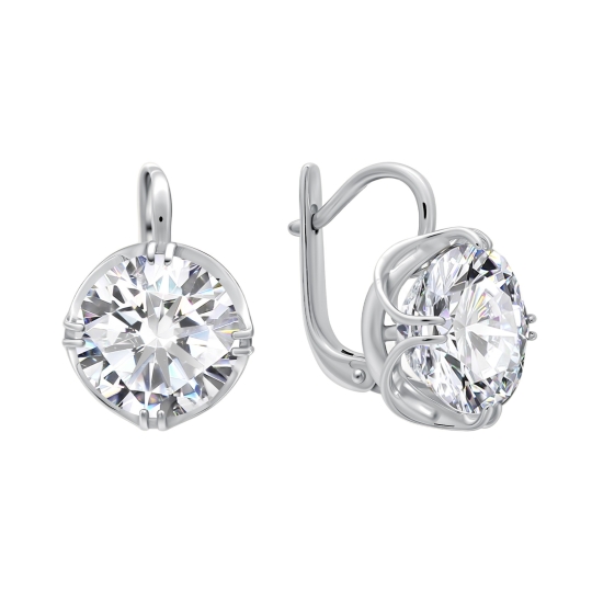 Серьги из серебра с фианитами