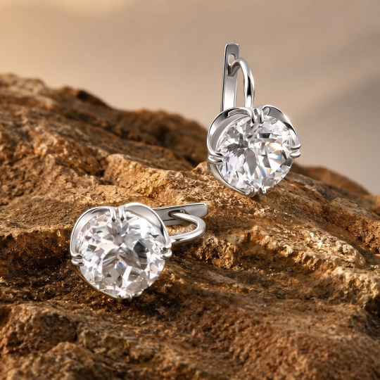 Серьги из серебра с фианитами